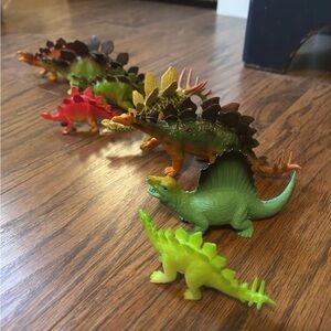 Colorful Dinosaur Stegosaurus Vintage Toy Set